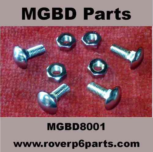 4 CHROMED BUMPER BOLTS FOR MORRIS 8, COMPLETE WITH NUTS